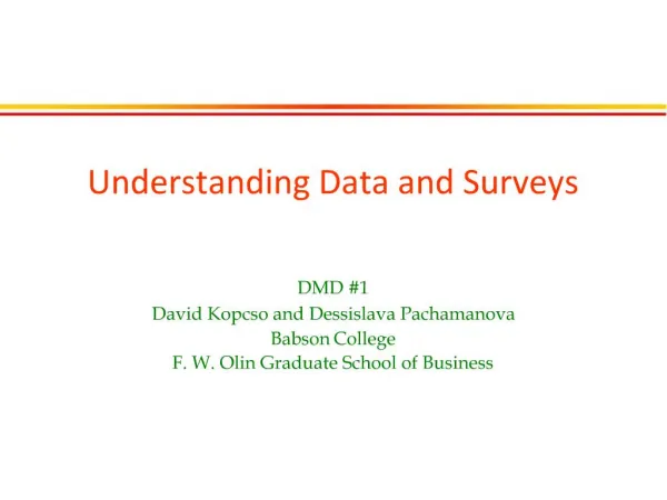 Understanding Data and Surveys