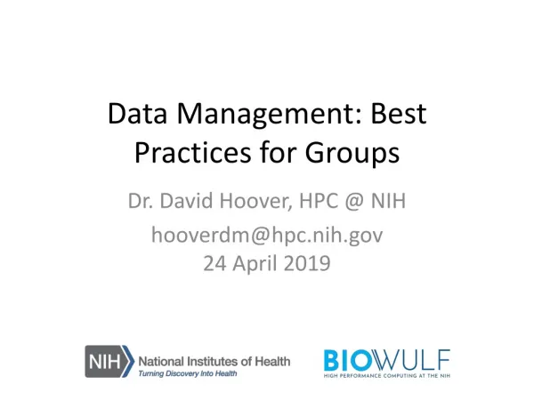 Data Management: Best Practices for Groups