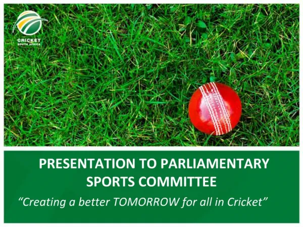 PRESENTATION TO PARLIAMENTARY SPORTS COMMITTEE