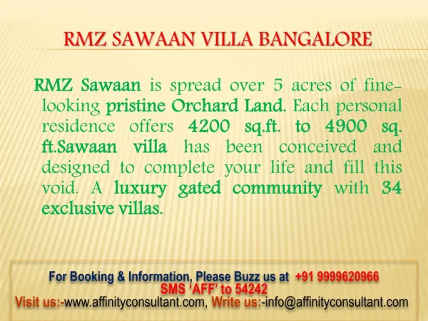 RMZ Sawaan Project @9999620966 Buy!!!