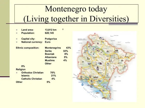 Montenegro today Living together in Diversities