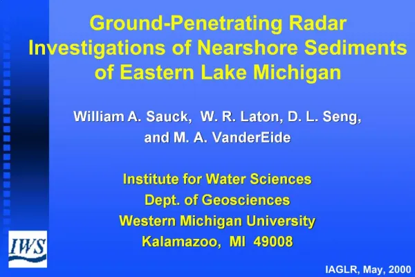 Ground-Penetrating Radar Investigations of Nearshore Sediments of Eastern Lake Michigan