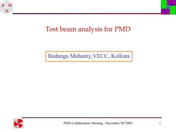 Test beam analysis for PMD
