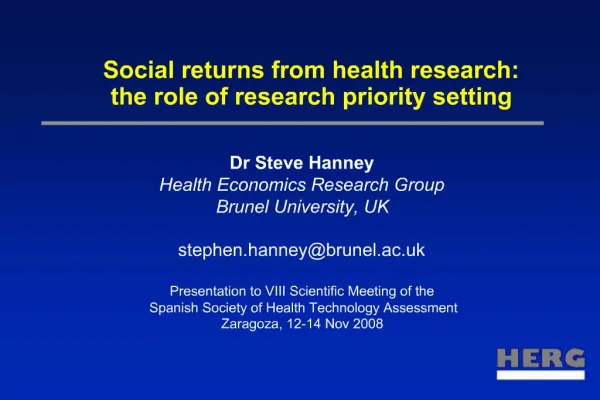 Social returns from health research: the role of research priority setting