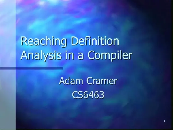 Reaching Definition Analysis in a Compiler