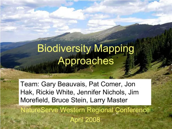 Biodiversity Mapping Approaches