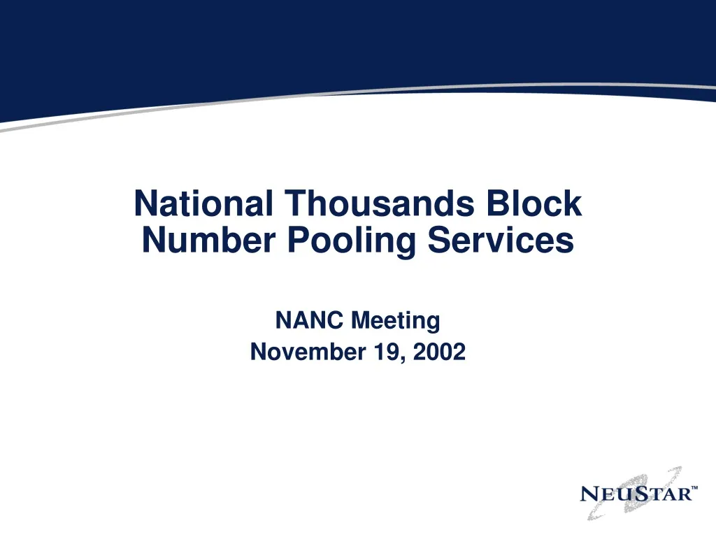 national thousands block number pooling services