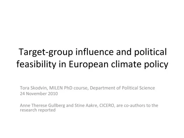 Target-group influence and political feasibility in European climate policy