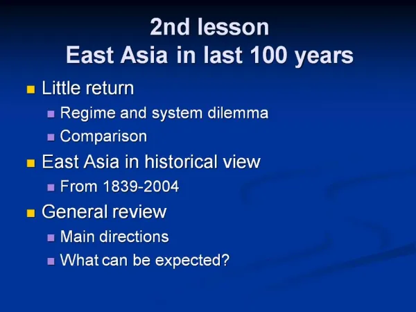 2nd lesson East Asia in last 100 years