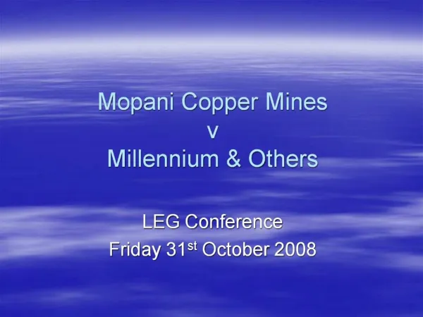 Mopani Copper Mines v Millennium Others