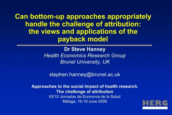 Can bottom-up approaches appropriately handle the challenge of attribution: the views and applications of the payback m