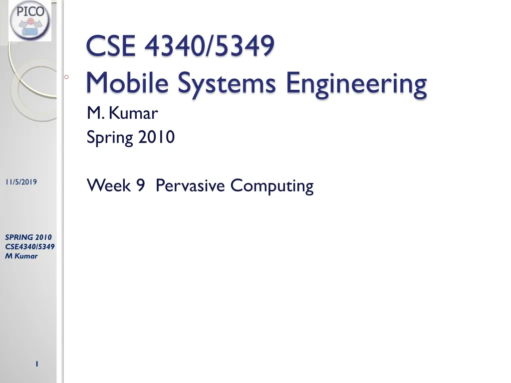 cse 4340 5349 mobile systems engineering