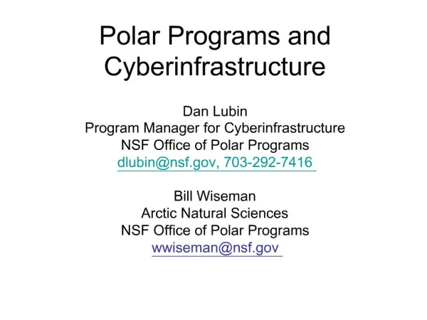 Polar Programs and Cyberinfrastructure