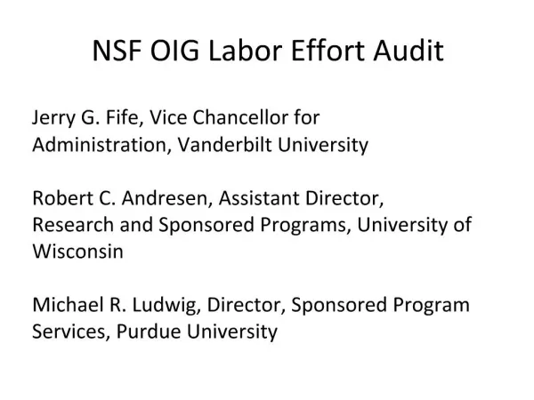 NSF OIG Labor Effort Audit