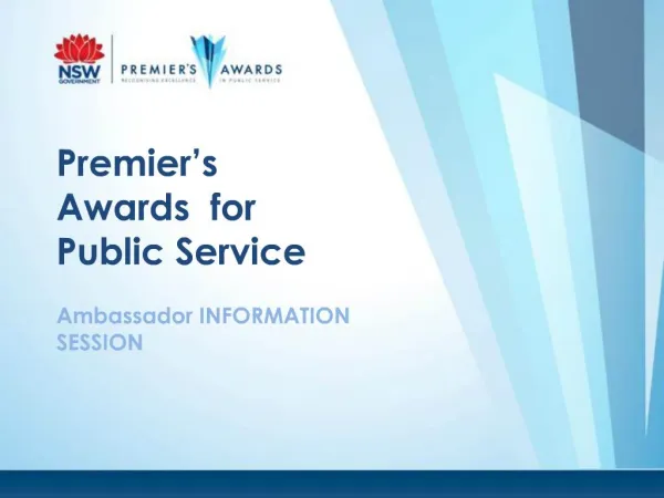 Premier s Awards for Public Service