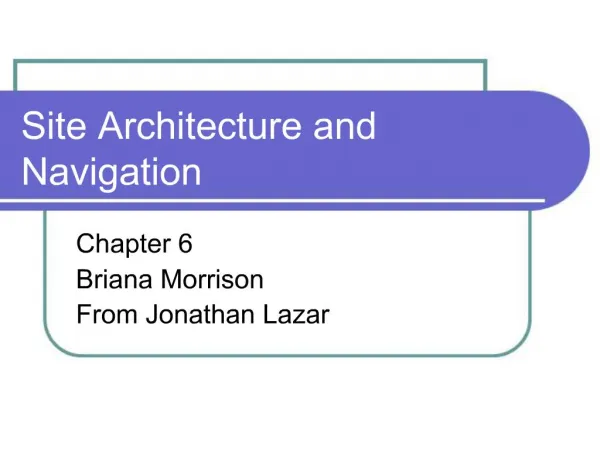 Site Architecture and Navigation