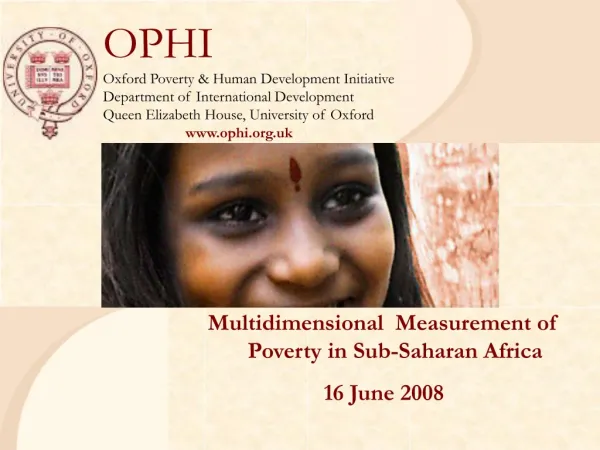 Multidimensional Measurement of Poverty in Sub-Saharan Africa 16 June 2008
