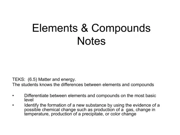 Elements Compounds Notes