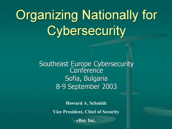 Organizing Nationally for Cybersecurity