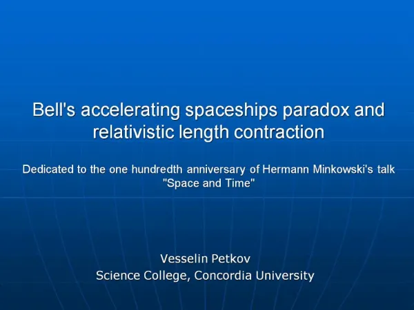 Bells accelerating spaceships paradox and relativistic length contraction Dedicated to the one hundredth anniversary of