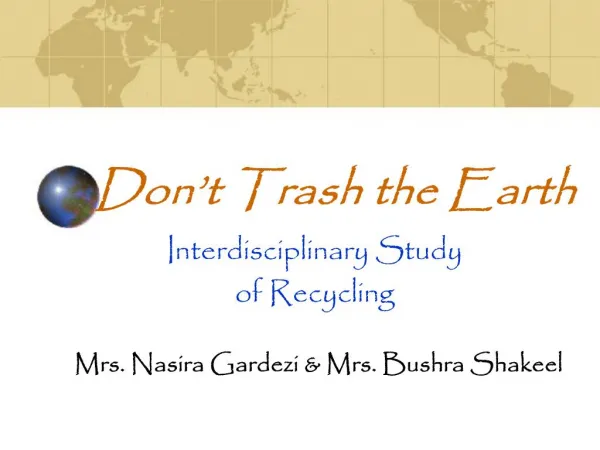 Don t Trash the Earth