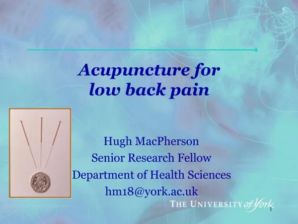 Acupuncture for low back pain