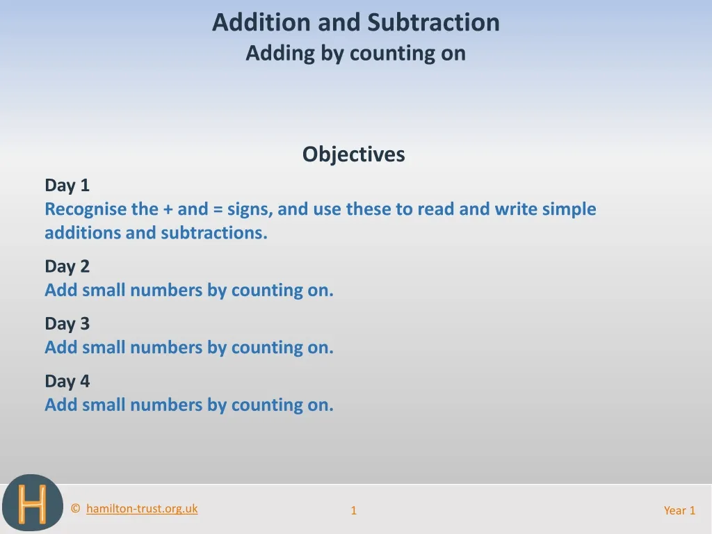 addition and subtraction adding by counting on