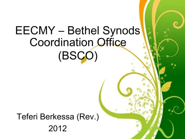 EECMY Bethel Synods Coordination Office BSCO