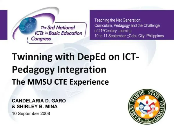 Twinning with DepEd on ICT-Pedagogy Integration
