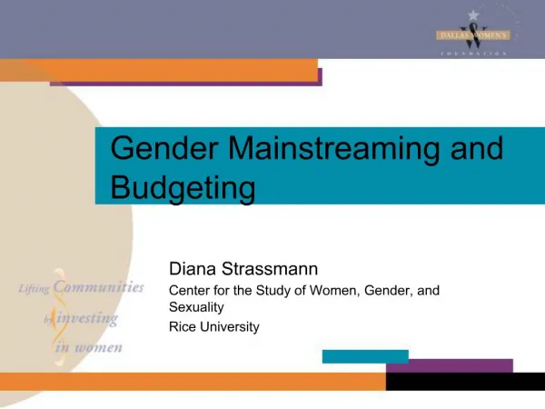Gender Mainstreaming and Budgeting