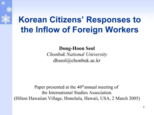 Korean Citizens Responses to the Inflow of Foreign Workers