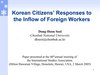 Korean Citizens Responses to the Inflow of Foreign Workers - slide 1