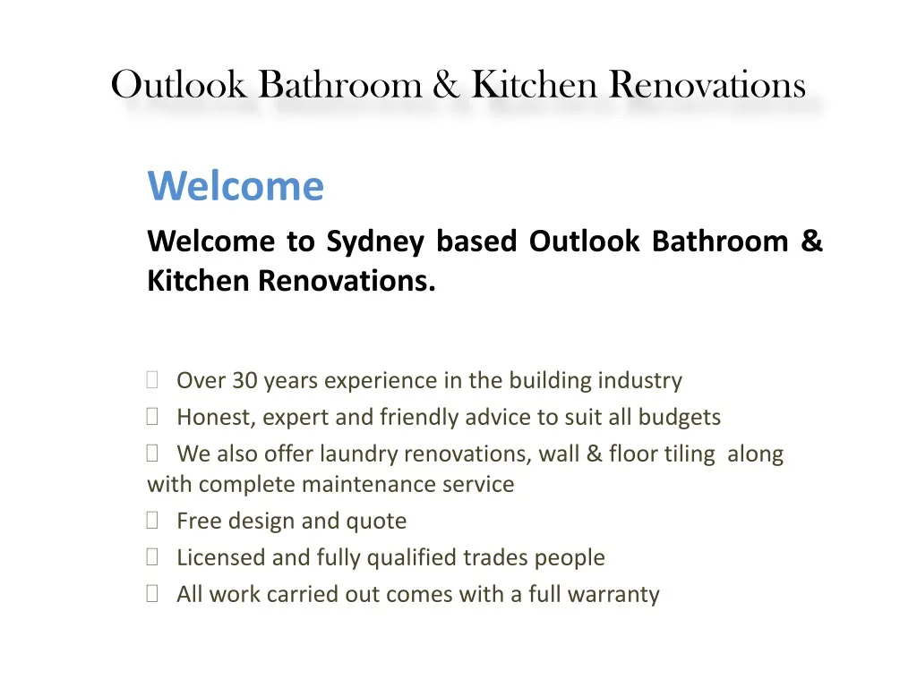 outlook bathroom kitchen renovations