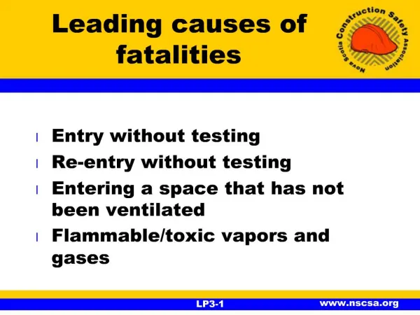 Leading causes of fatalities