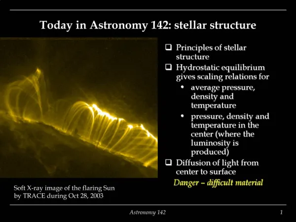 Today in Astronomy 142: stellar structure