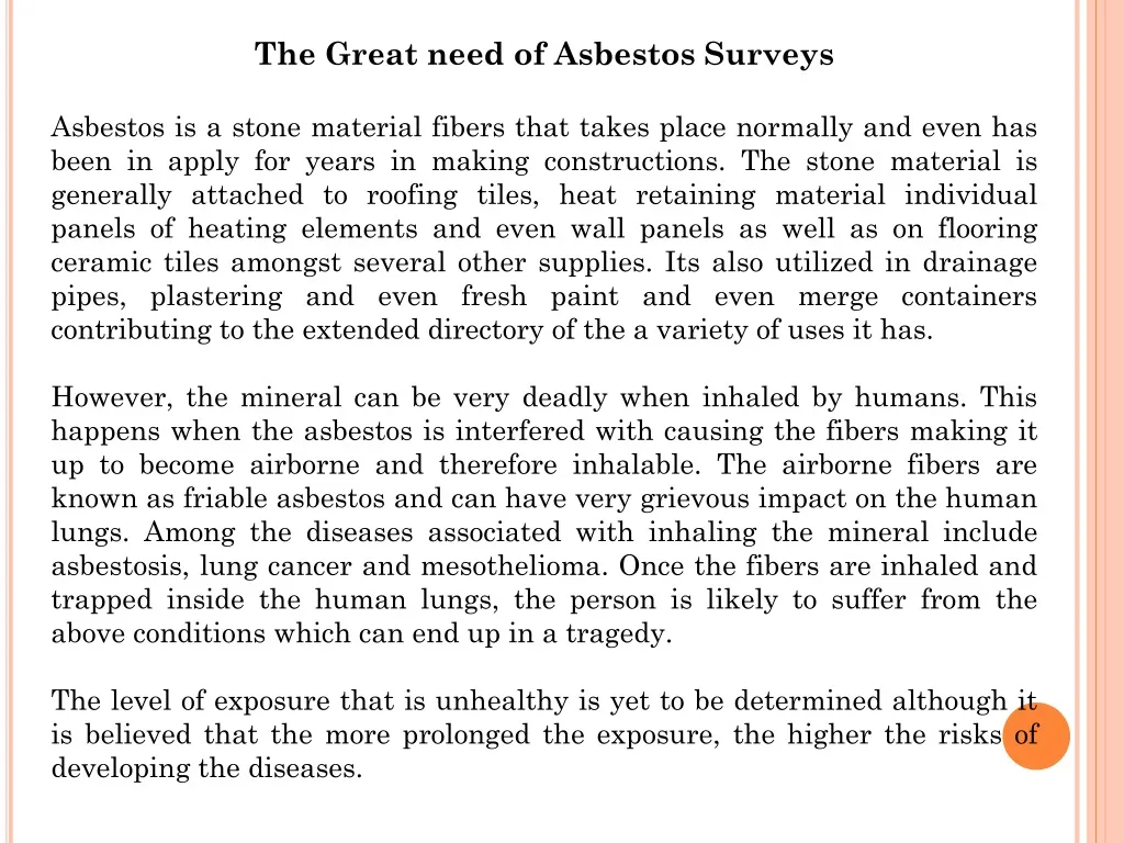 the great need of asbestos surveys asbestos
