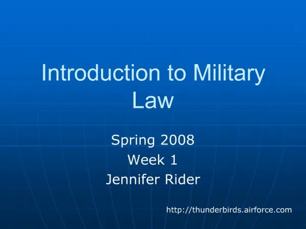 Introduction to Military Law