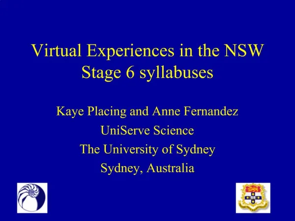 Virtual Experiences in the NSW Stage 6 syllabuses