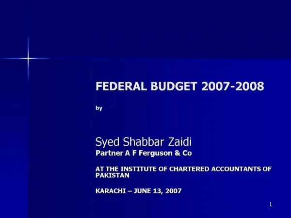 FEDERAL BUDGET 2007-2008 by
