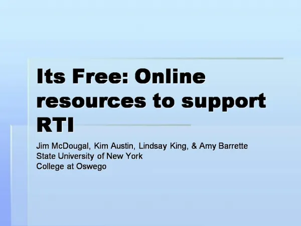 Its Free: Online resources to support RTI