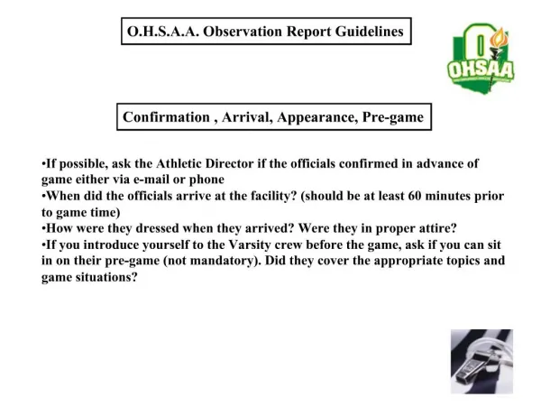 O.H.S.A.A. Observation Report Guidelines