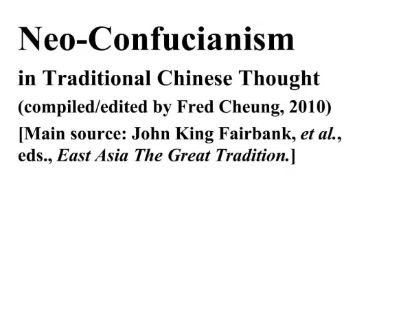 Neo-Confucianism in Traditional Chinese Thought compiled