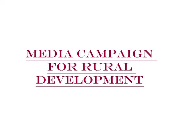 Media Campaign for Rural Development