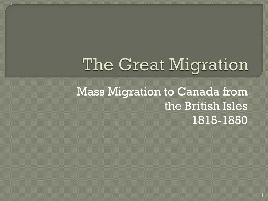 the great migration