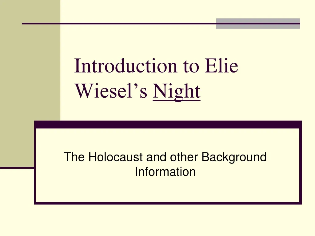 introduction to elie wiesel s night