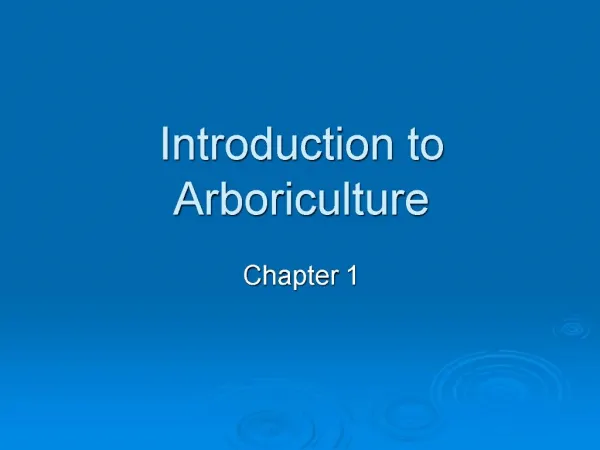 Introduction to Arboriculture
