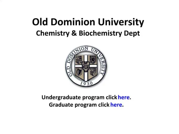 Old Dominion University Chemistry Biochemistry Dept