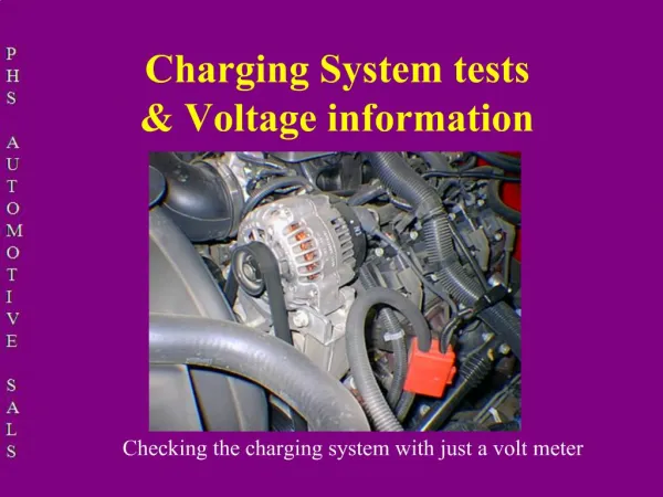 Charging System tests Voltage information