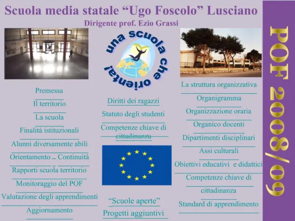 Premessa Il territorio La scuola Finalit istituzionali Alunni diversamente abili Orientamento Continuit Rapporti scu