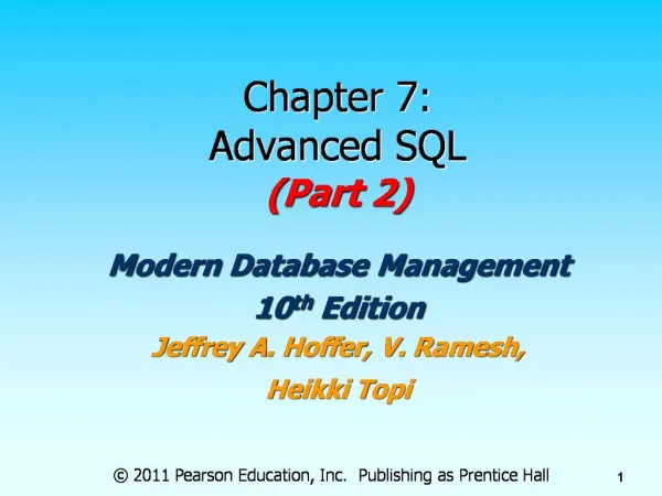 Chapter 7: Advanced SQL Part 2